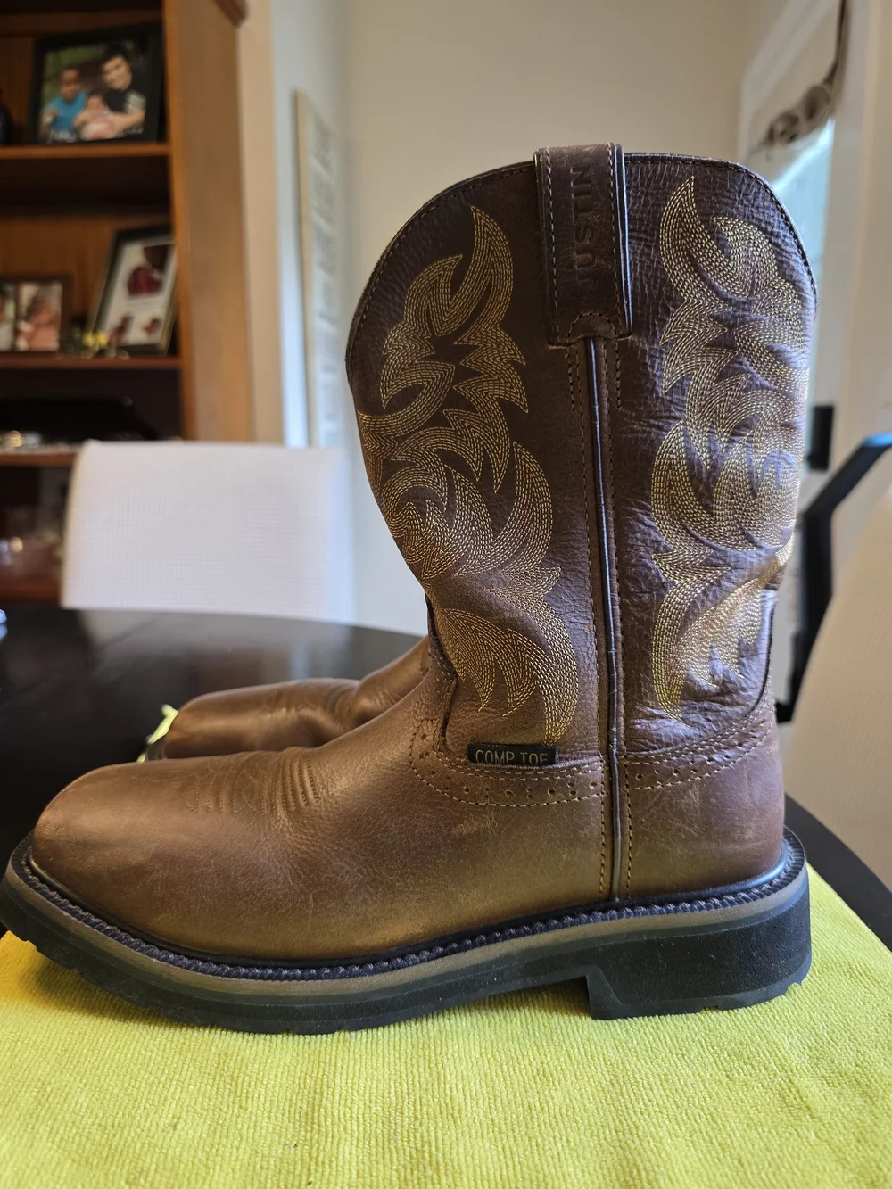 Justin Stampede Handler Comp Toe Cowboy Work Boots Mens Size 7D Brown Leather